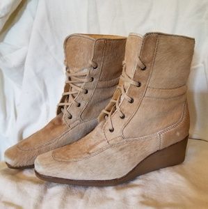 Hogan ponyhair wedge boots size 7